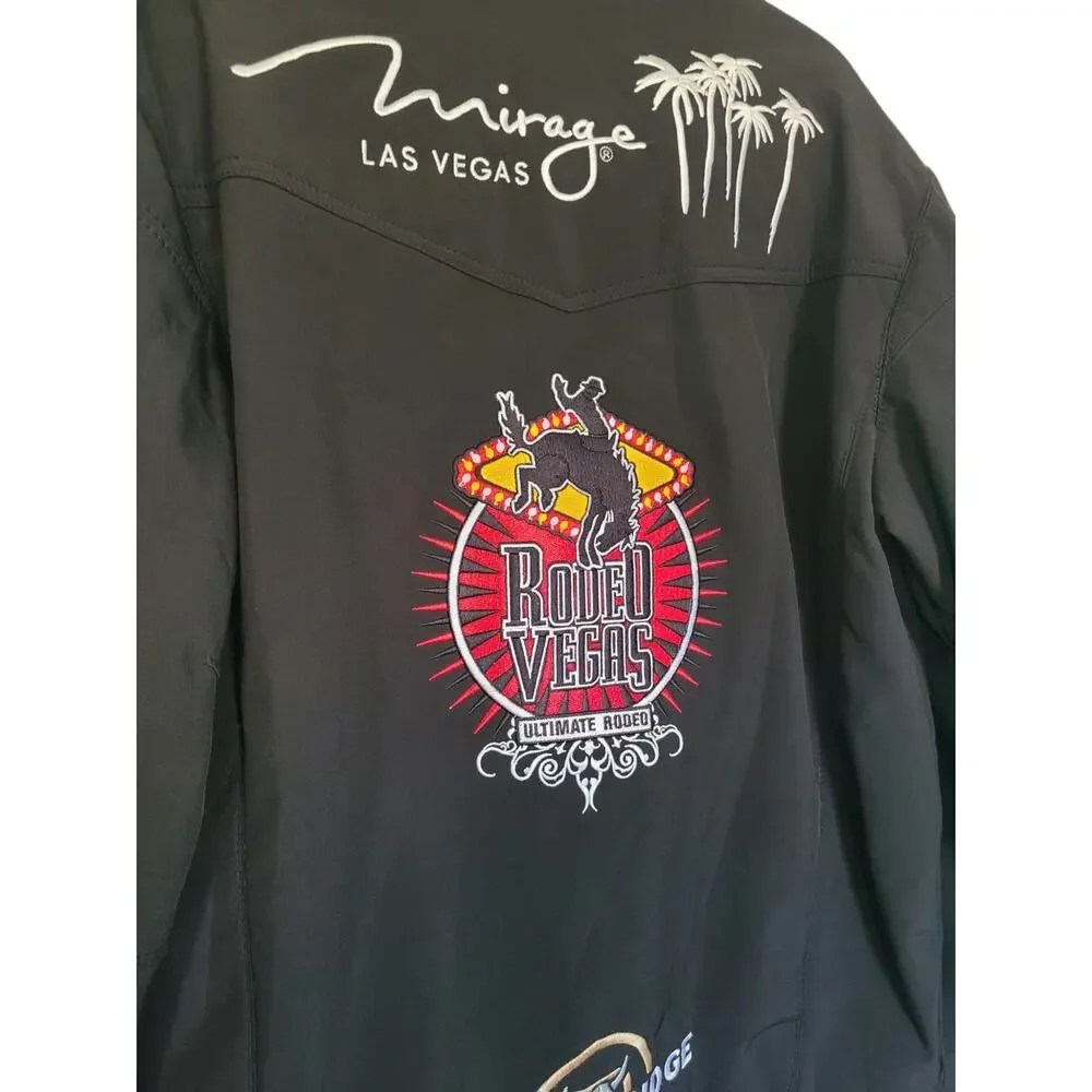 Rodeo Vegas Limited Edition NFR Sponsor Softshell Jacket Black Men's Size Large